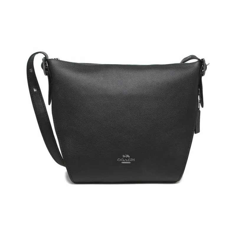 COACH Dufflette Leather Bucket Bags Shoulder Bag Crossbody Bag Medium Size Women's Black-0