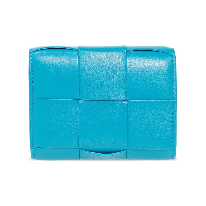 Bottega Veneta Sheepskin Wallet Small Size Women's Blue-2