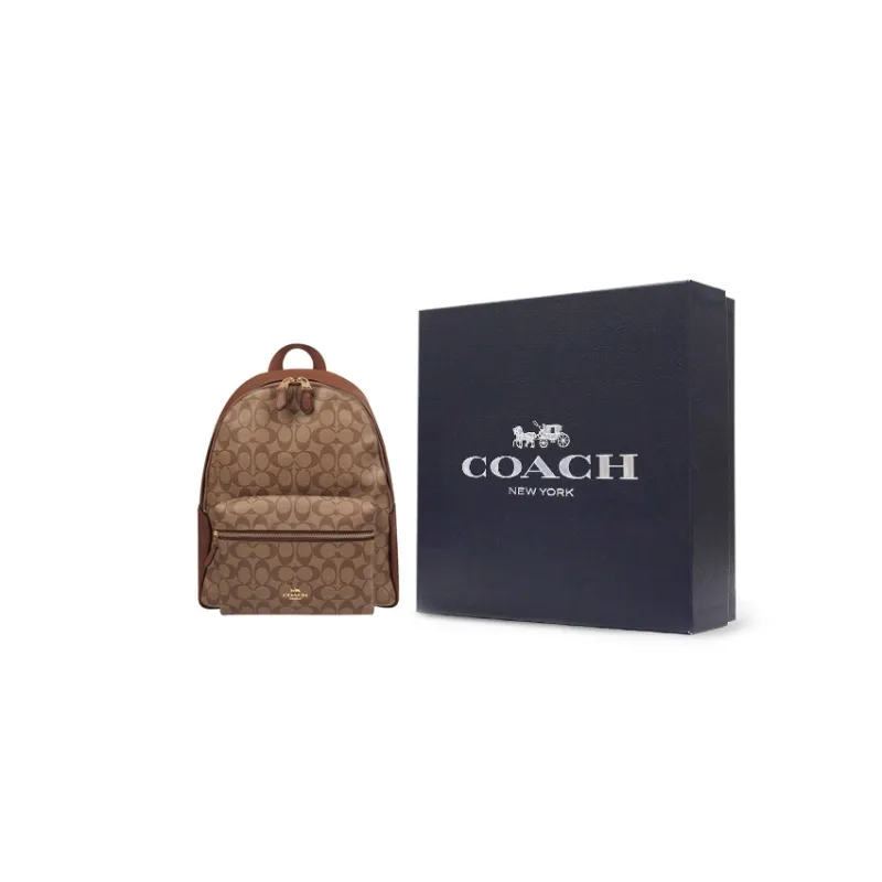 COACH Charlie Coated Canvas Backpack Large Size Women's Khaki-6