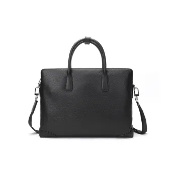 ELLE HOMME Cow Leather Briefcase Regular Unisex Solid Color