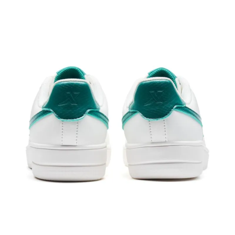 XTEP Air Force One Anti Slip Wear Resistant Low Top Skateboard Shoes Men's White Green-4