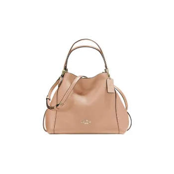 COACH Edie Leather Tote Bag Shopping Bag Handbag Shoulder Bag Large Size Women's Flesh
