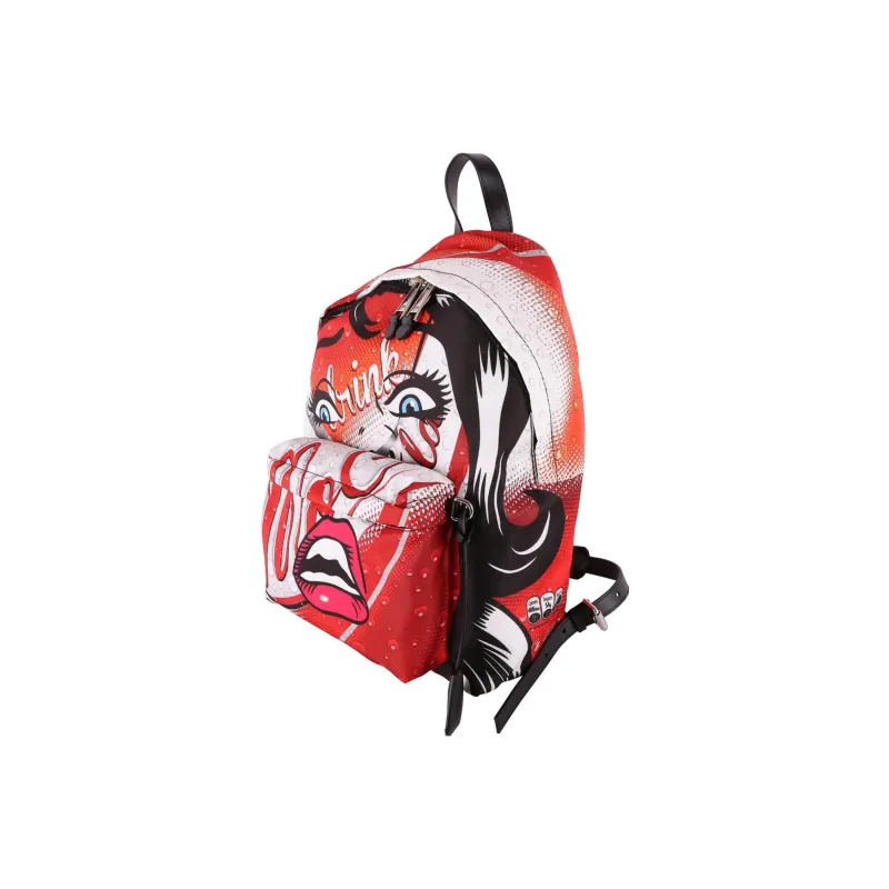 MOSCHINO Cow Leather Patchwork With Polyamide Backpack Women's Red-1