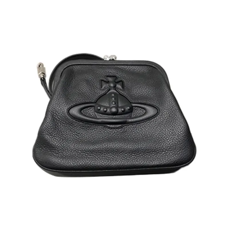 Vivienne Westwood Grained Leather Shoulder Bag Crossbody Bag Handbag Women's Black-2
