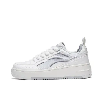 LiNing Floating Light Anti Slip Wear Resistant Low Top Skateboard Shoes Women's White Gray