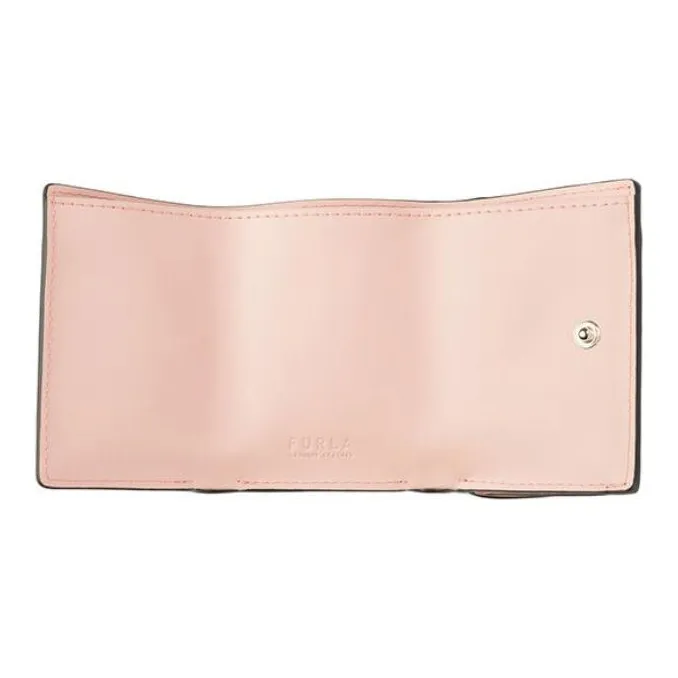 Furla Primula Grained Cow Leather Card Holder Wallet Women's Light Pink-3