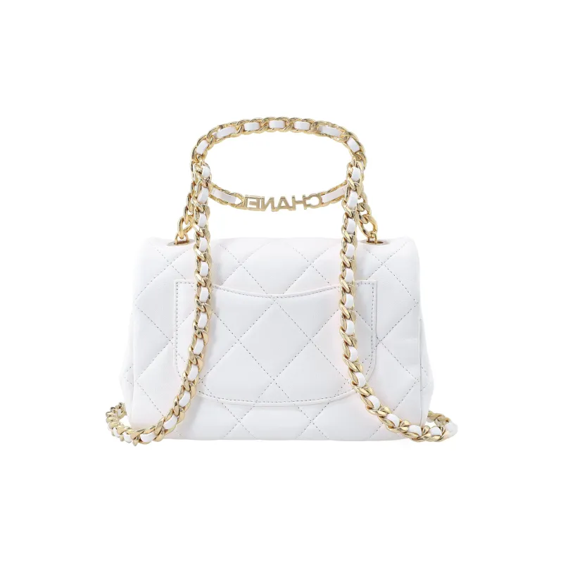 CHANEL 23C Early Spring Sheepskin Flap Bag, Shoulder Bag, Crossbody Bag, Handbag Mini Women's White-2
