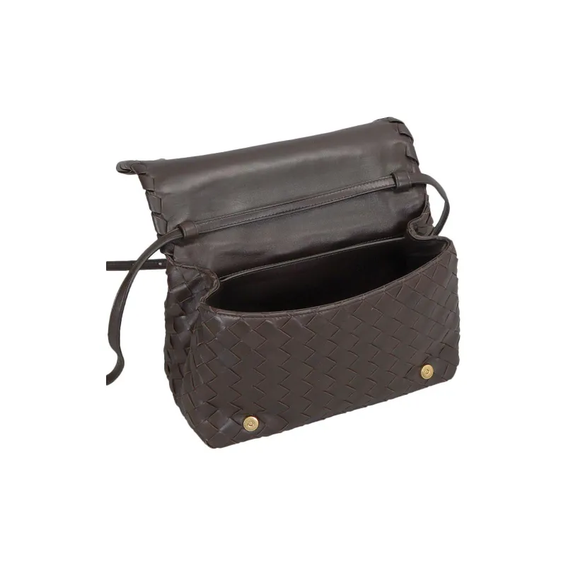 Bottega Veneta Lambskin Messenger Bag Shoulder Bag Crossbody Bag Regular Women's Dark Coffee-4