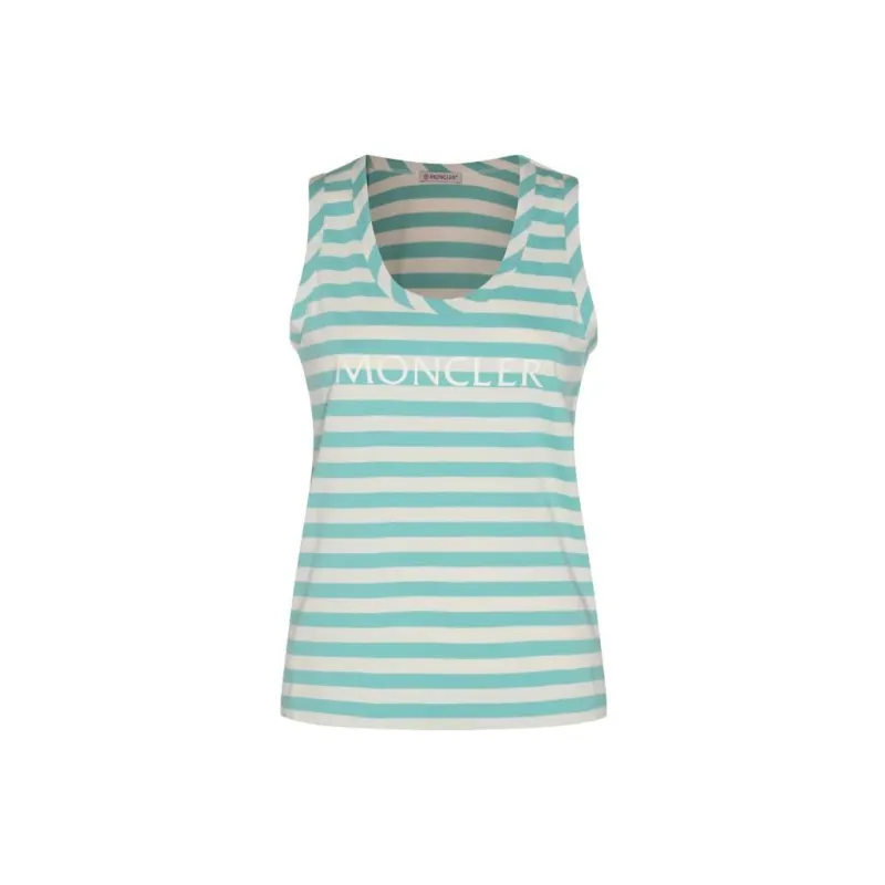 Moncler Logo Printed Scoopneck Striped Tank Top-6
