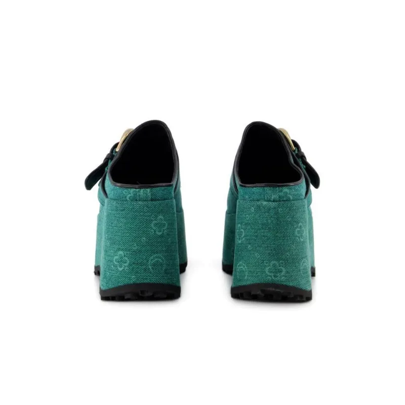 Marine Serre Regenerated Denim Monogram Clogs-4