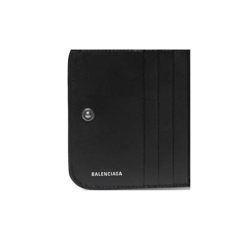 Balenciaga Le Cagole Lambskin Wallets Card Holders Women's Black-4