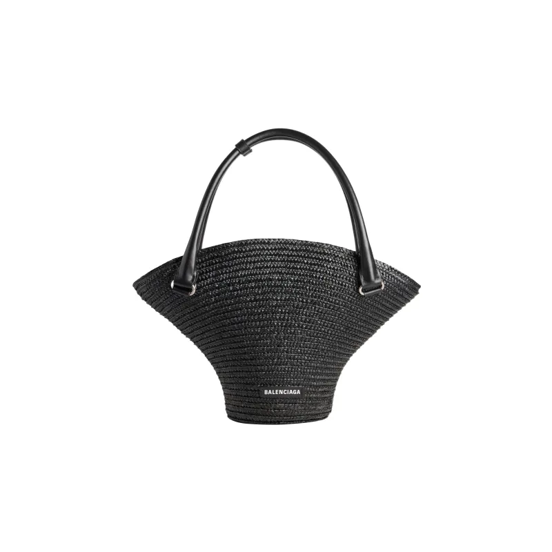 Balenciaga Straw Handbag Medium Size Women's Black-0