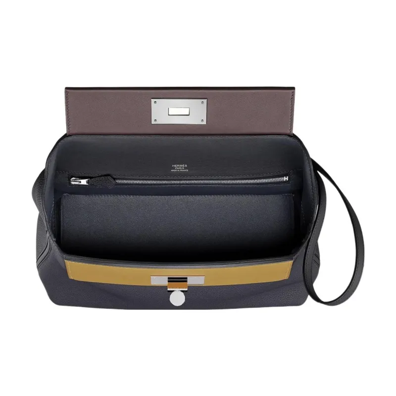 HERMES 24/24 Togo With Swift Calfskin Shoulder Bag Crossbody Bag Handbag Women's Dark Blue/Burgundy-1