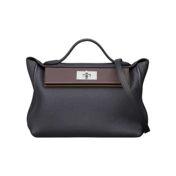 HERMES 24/24 Togo With Swift Calfskin Shoulder Bag Crossbody Bag Handbag Women's Dark Blue/Burgundy