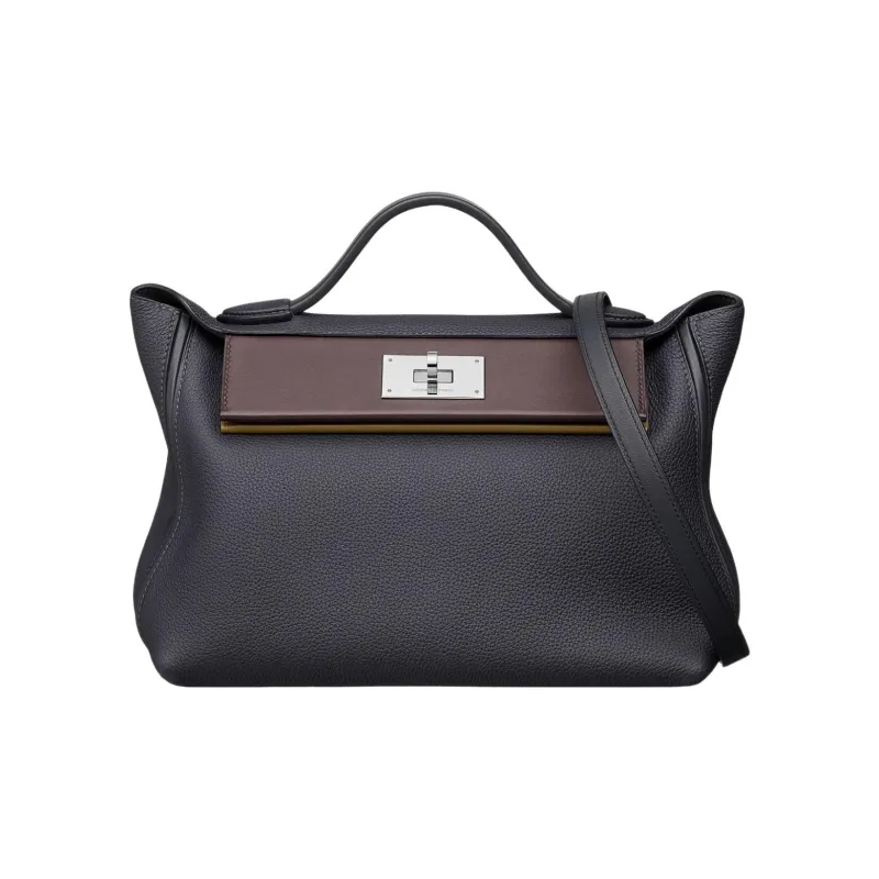HERMES 24/24 Togo With Swift Calfskin Shoulder Bag Crossbody Bag Handbag Women's Dark Blue/Burgundy-0