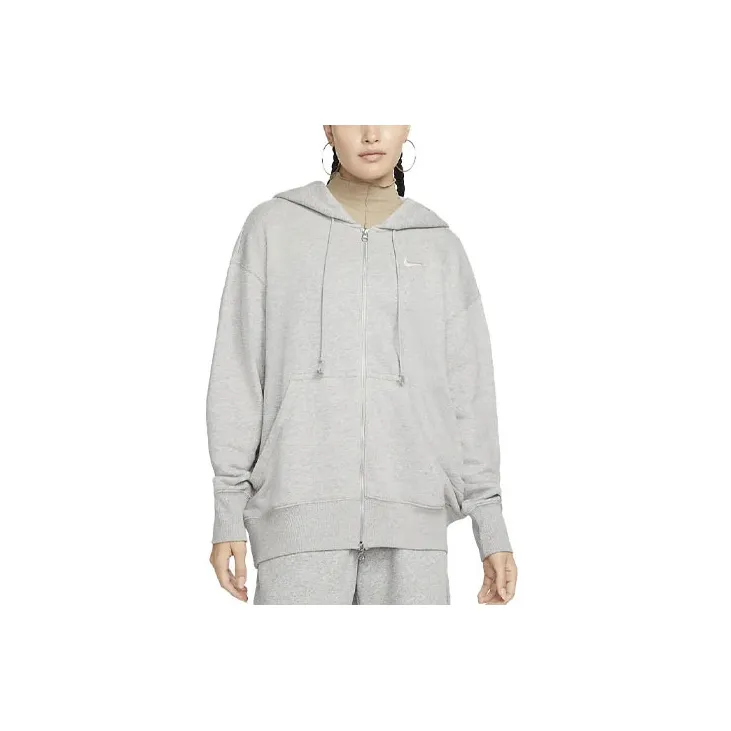 Nike Women's Phoenix Fleece Oversized Full Zip Hoodie Dark Grey Heather/Sail-2