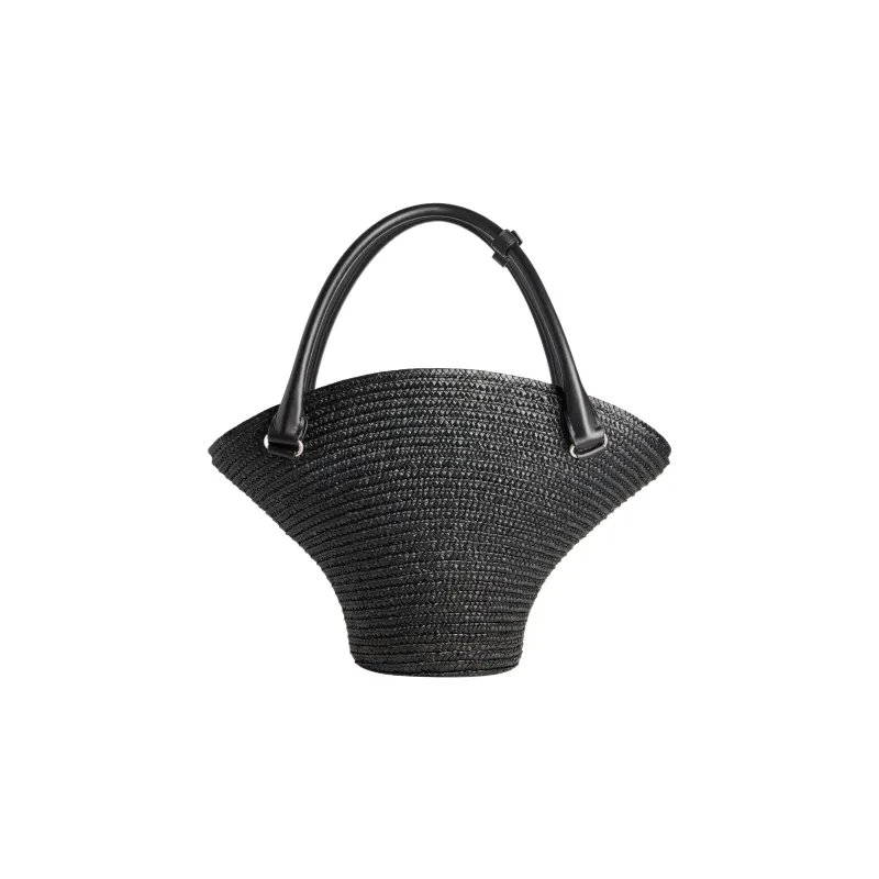 Balenciaga Straw Handbag Medium Size Women's Black-3