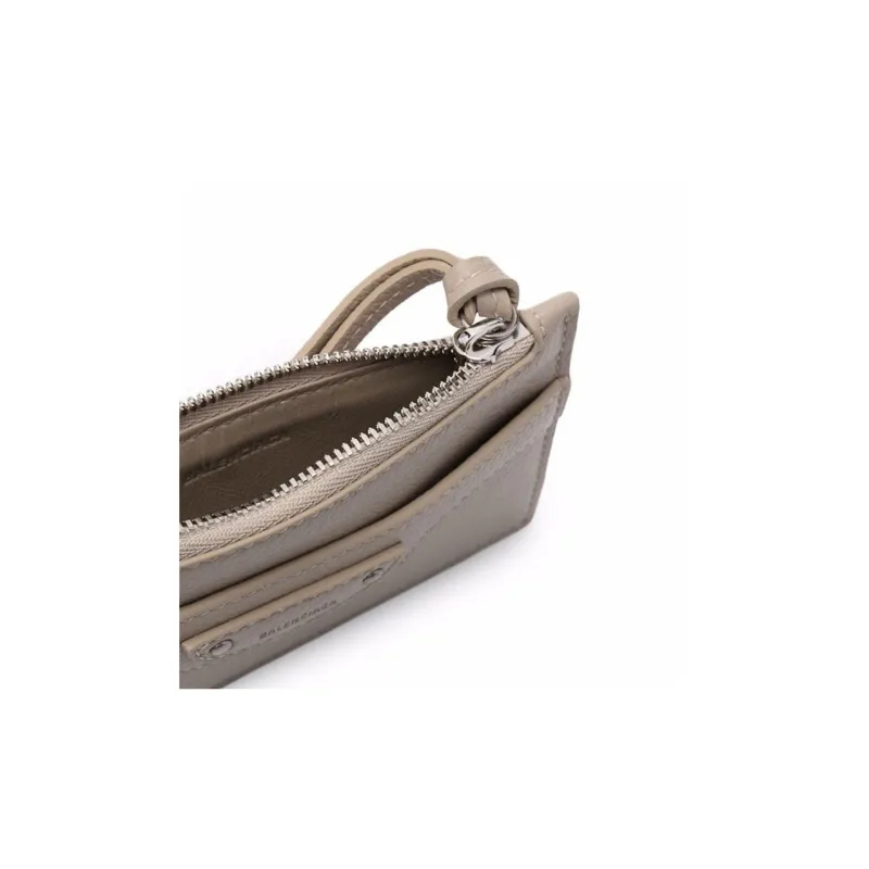 Balenciaga Neo Classic Calfskin Card Holder, Wallet Small Size Women's Beige-3