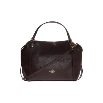 COACH Edie Leather Tote Bag Shopping Bag Handbag Shoulder Bag Large Size Women's Dark Purple Violet