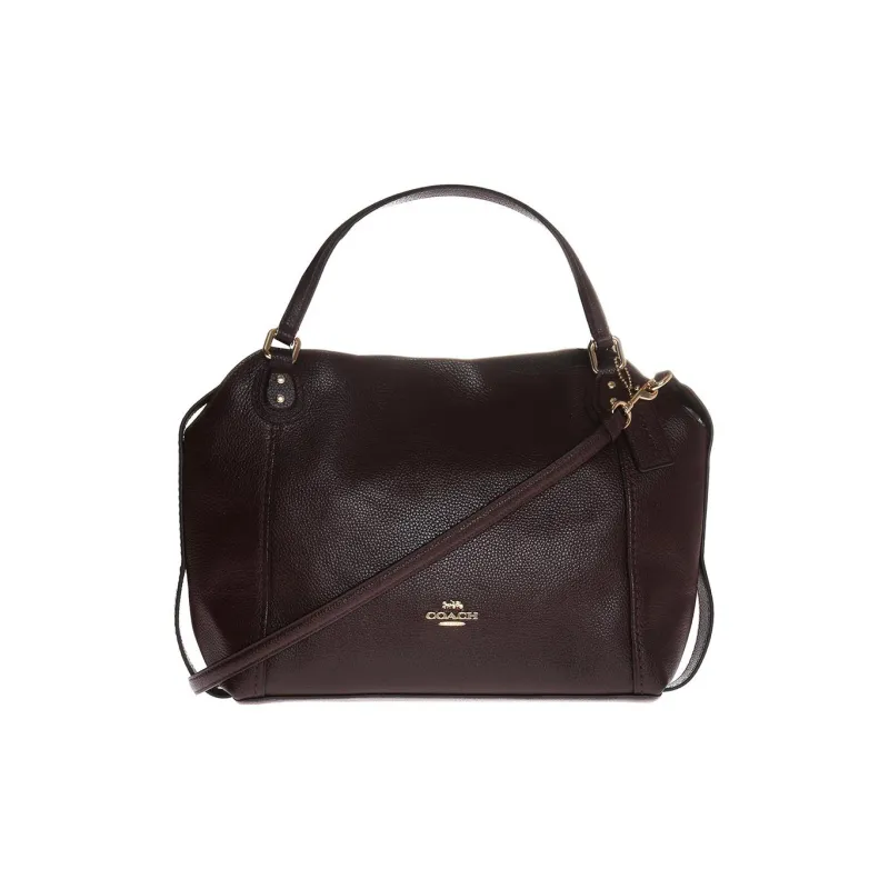 COACH Edie Leather Tote Bag Shopping Bag Handbag Shoulder Bag Large Size Women's Dark Purple Violet-0