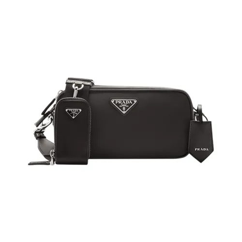 PRADA Recycled Nylon With Patchwork Leather Crossbody Bag Shoulder Bag Women's Black