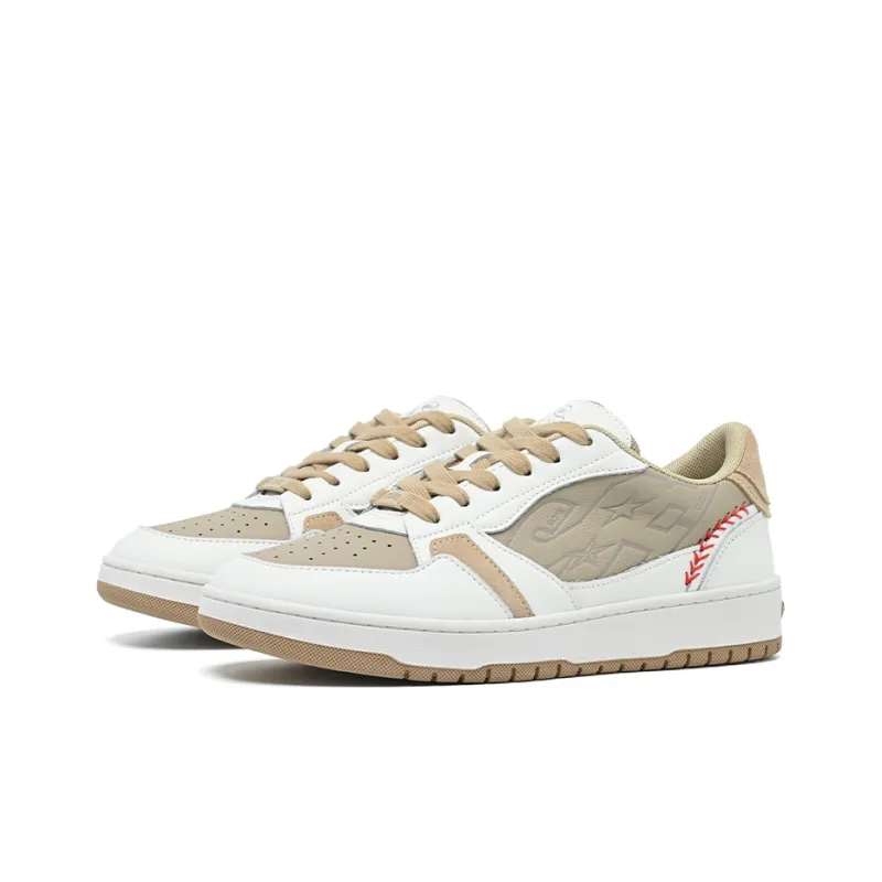 STA x Ocai Low Top Skateboard Shoes Unisex White Brown-1