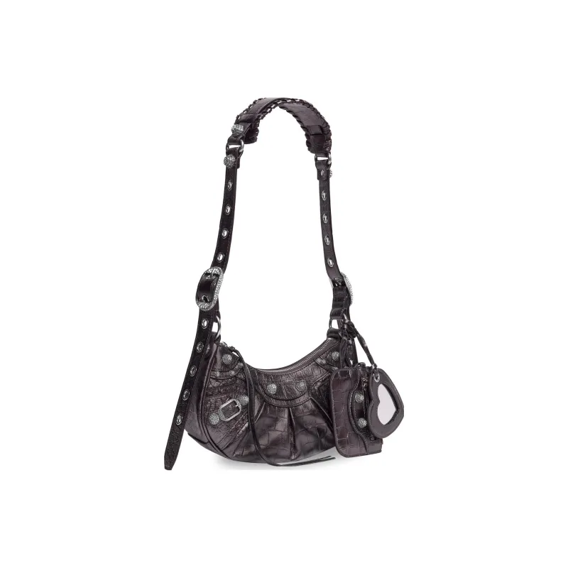 Balenciaga Le Cagole Embossed Cow Leather Crossbody Bag Shoulder Bag Mini Women's Dark Gray-1