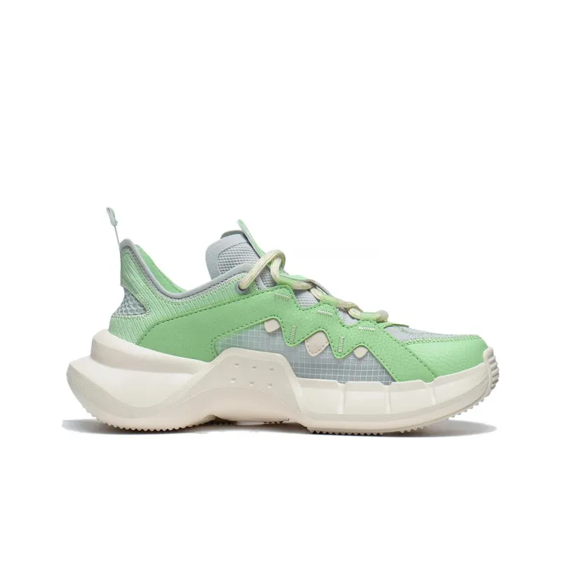 LiNing Essence Essence Anti Slip Wear Resistant Low Top Sports Casual Shoes Women's Green Gray-1