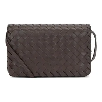 Bottega Veneta Lambskin Messenger Bag Shoulder Bag Crossbody Bag Regular Women's Dark Coffee