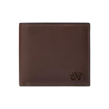 Valentino Calfskin Card Holder, Wallet Men's Chocolate