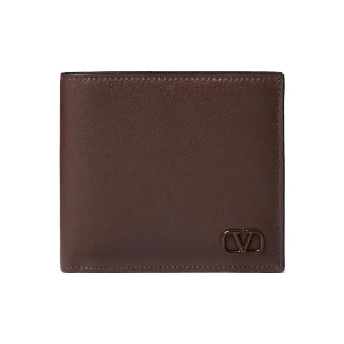 Valentino Calfskin Card Holder, Wallet Men's Chocolate-0