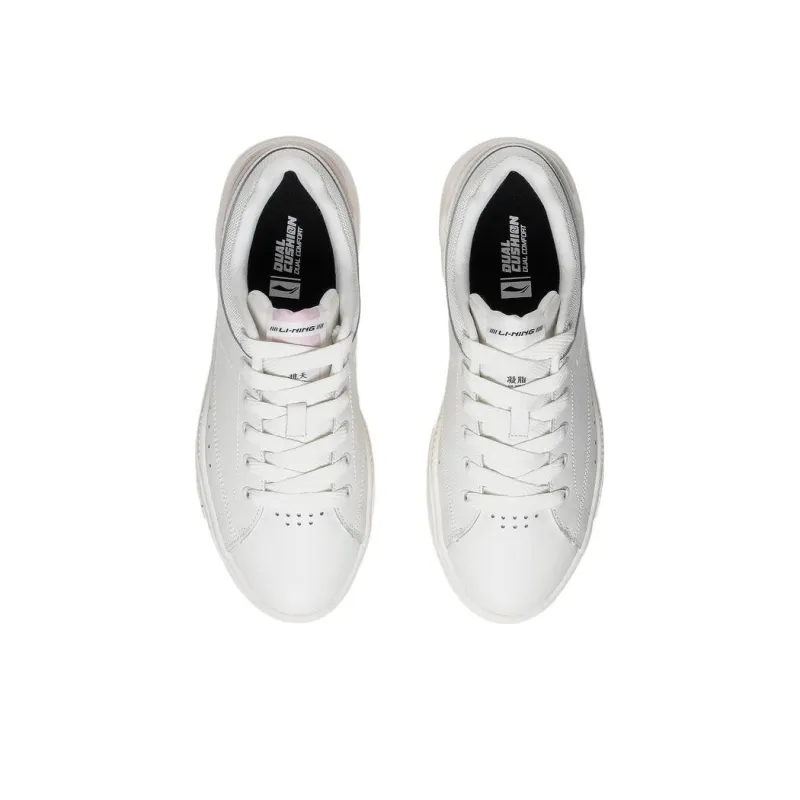 LiNing COMMON 70s Anti Slip Wear Resistant Low Top Skateboard Shoes Women's White-3