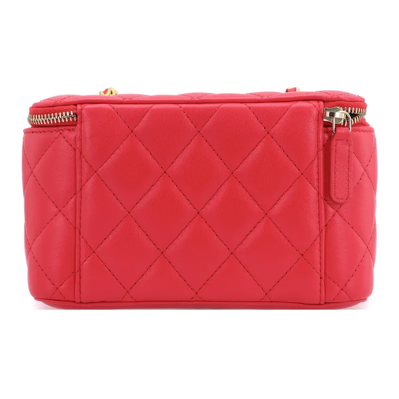CHANEL Sheepskin Box Bag, Shoulder Bag, Clutch, Crossbody Bag Women's Watermelon Red-2