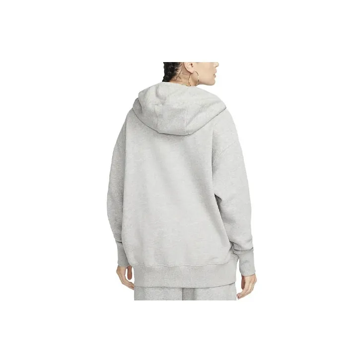 Nike Women's Phoenix Fleece Oversized Full Zip Hoodie Dark Grey Heather/Sail-1