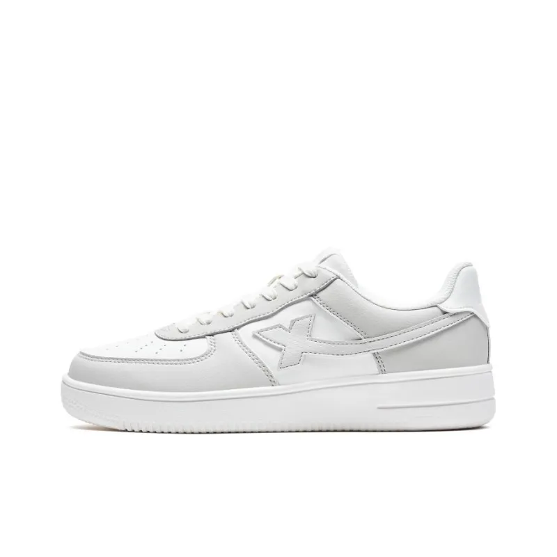 XTEP Air Force One Anti Slip Wear Resistant Low Top Skateboard Shoes Men's Gray White-0