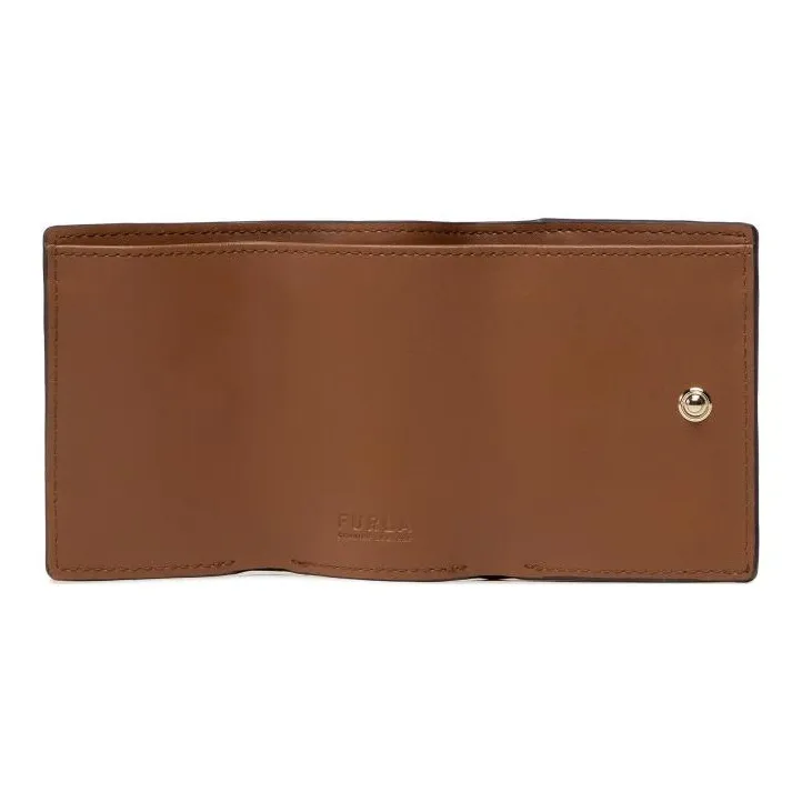 Furla Primula Grained Cow Leather Card Holder Wallet Women's Brown-3