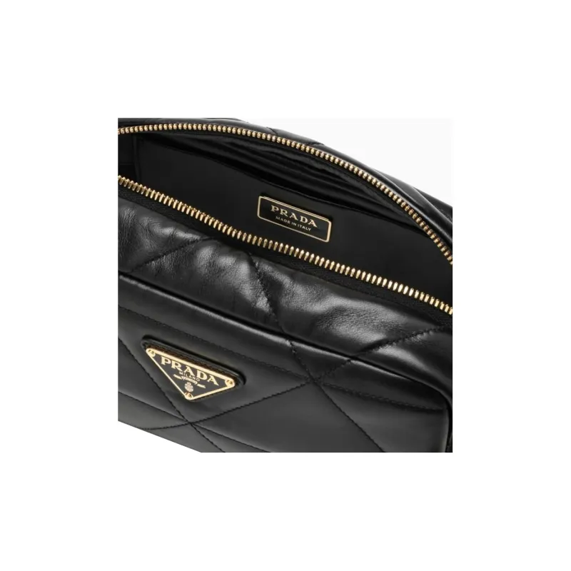 PRADA Soft Sheep Leather Crossbody Bag Shoulder Bag Women's Black-4