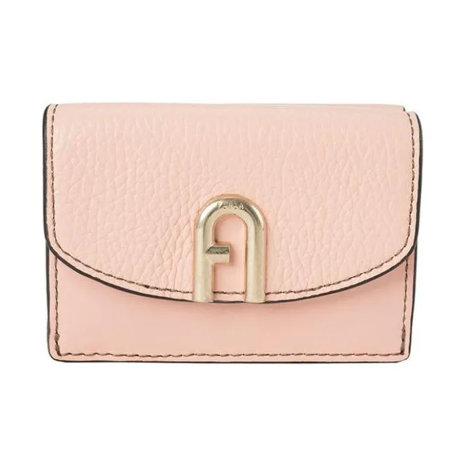 Furla Primula Grained Cow Leather Card Holder Wallet Women's Light Pink-0