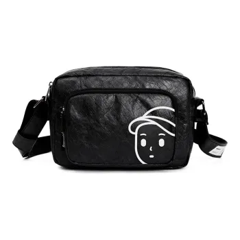 Finerworld DuPont Paper Square Bag Shoulder Bag Crossbody Bag Unisex Kraft Paper/Black