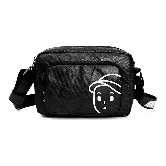 Finerworld DuPont Paper Square Bag Shoulder Bag Crossbody Bag Unisex Kraft Paper/Black-1