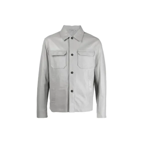 EMPORIO ARMANI Leather Jackets Men Gray