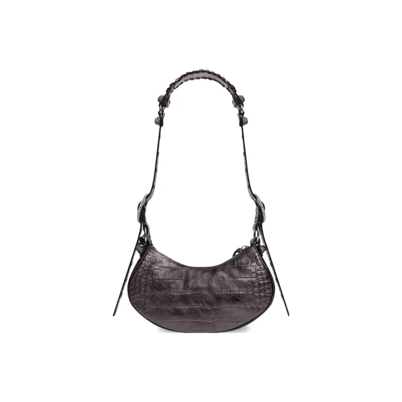 Balenciaga Le Cagole Embossed Cow Leather Crossbody Bag Shoulder Bag Mini Women's Dark Gray-3