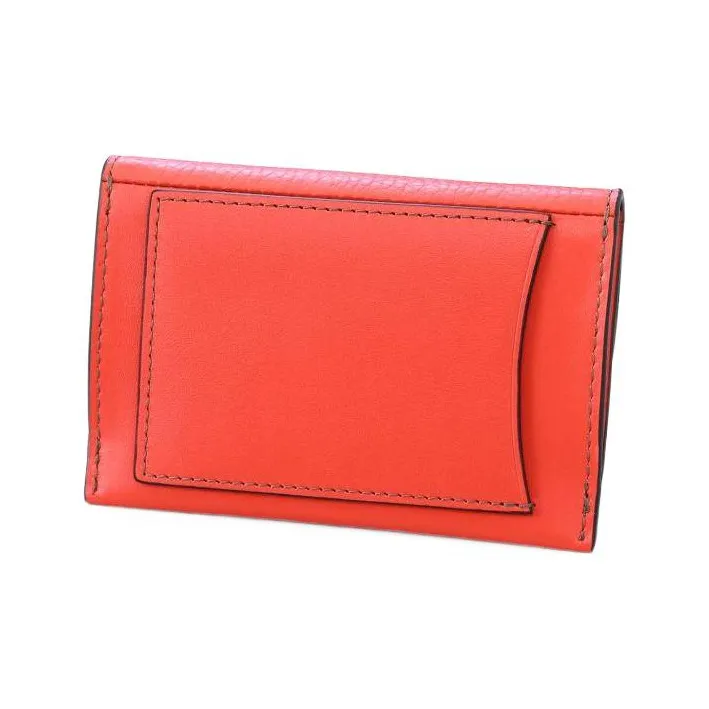 Furla Leather Card Holder Wallet Women's Orange Red-1