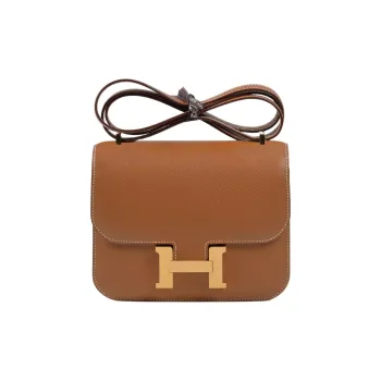 HERMES Constance Swift Leather Shoulder Bag Crossbody Bag Mini Women's 37 Gold Gold Brown