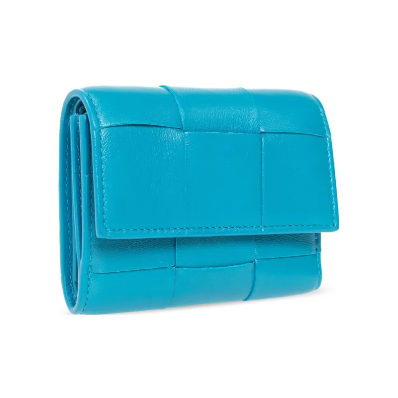 Bottega Veneta Sheepskin Wallet Small Size Women's Blue-1