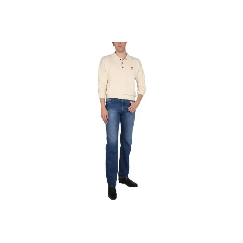 AMIPARIS Heart Long Sleeve Knit Polo-10
