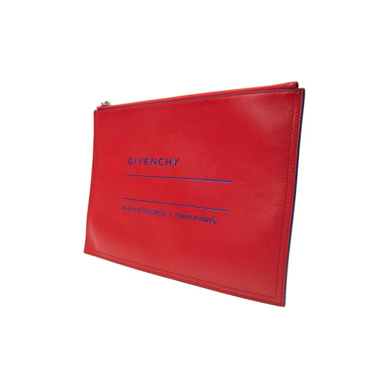 GIVENCHY Cow Leather Clutch Men's Red-1