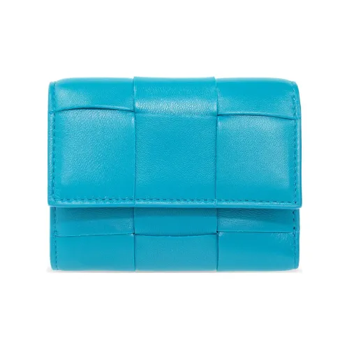 Bottega Veneta Sheepskin Wallet Small Size Women's Blue