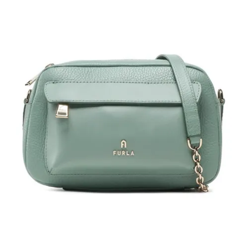 Furla Favola Grained Leather Camera Bag Handbag Shoulder Bag Crossbody Bag Medium Size Women's Mineral Green