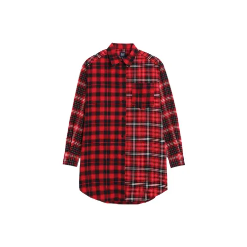 GAP Long-Sleeved Dresses Women's Red Plaid